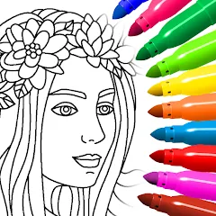 Взлом Coloring for girls and women  [МОД Mega Pack] - полная версия apk на Андроид