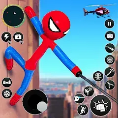 Скачать взлом Flying Stickman Rope Hero Game  [МОД Много денег] - полная версия apk на Андроид