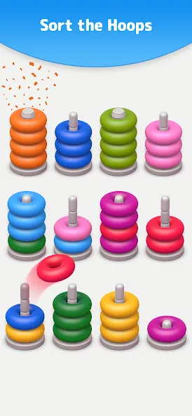 Color Sort 3D — Hoop Stack  [МОД Unlimited Money] Screenshot 4